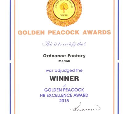 Golden Peacock HR Excellence Certificate