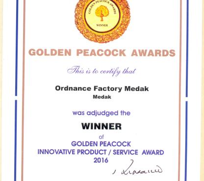 Golden Peacock Innovative Product Certificate